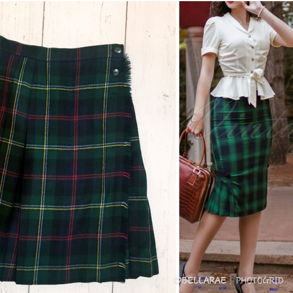 Vintage Tartan Plaid Fringe Skirt